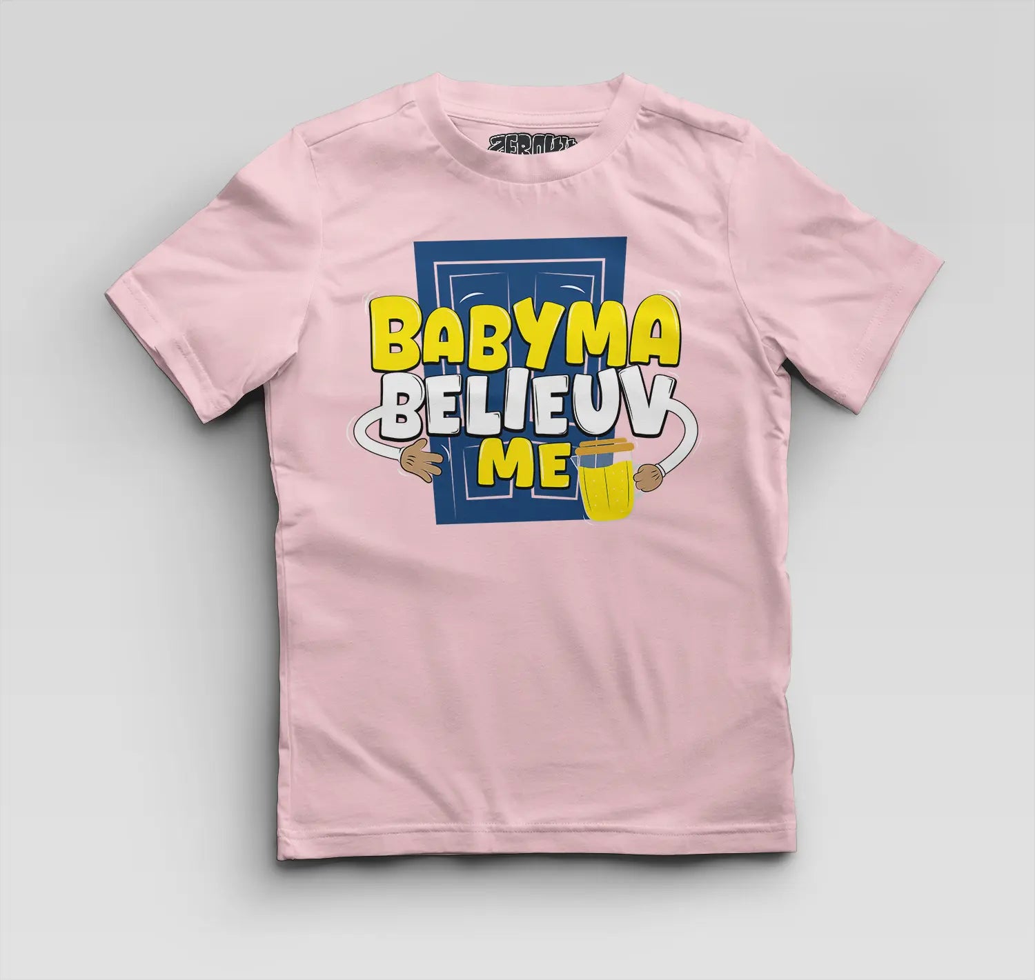 Babyma Belieuv Me Boys Round Neck T-Shirt in Light Baby Pink Color