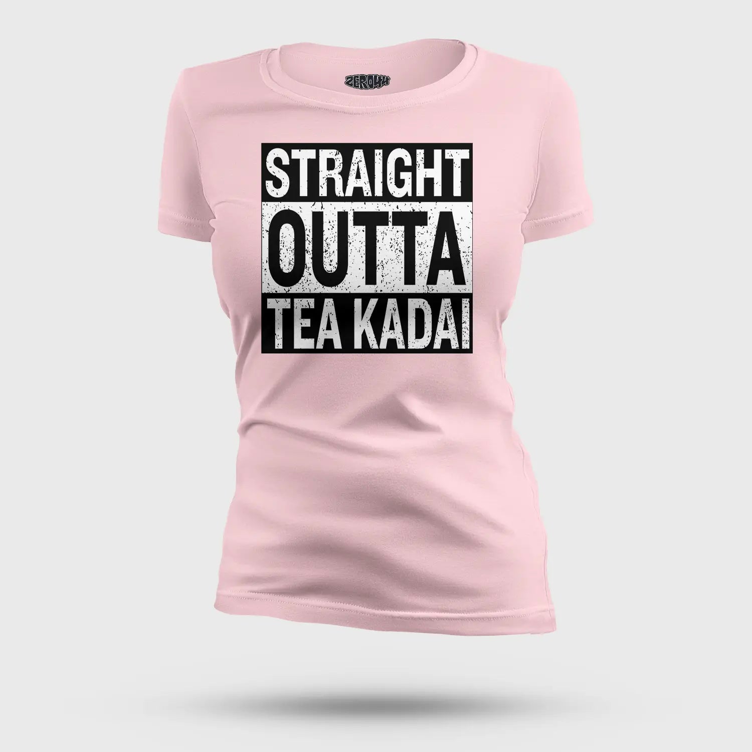 Straight Outta Tea Kadai Women's T-Shirt in Light Baby Pink Color