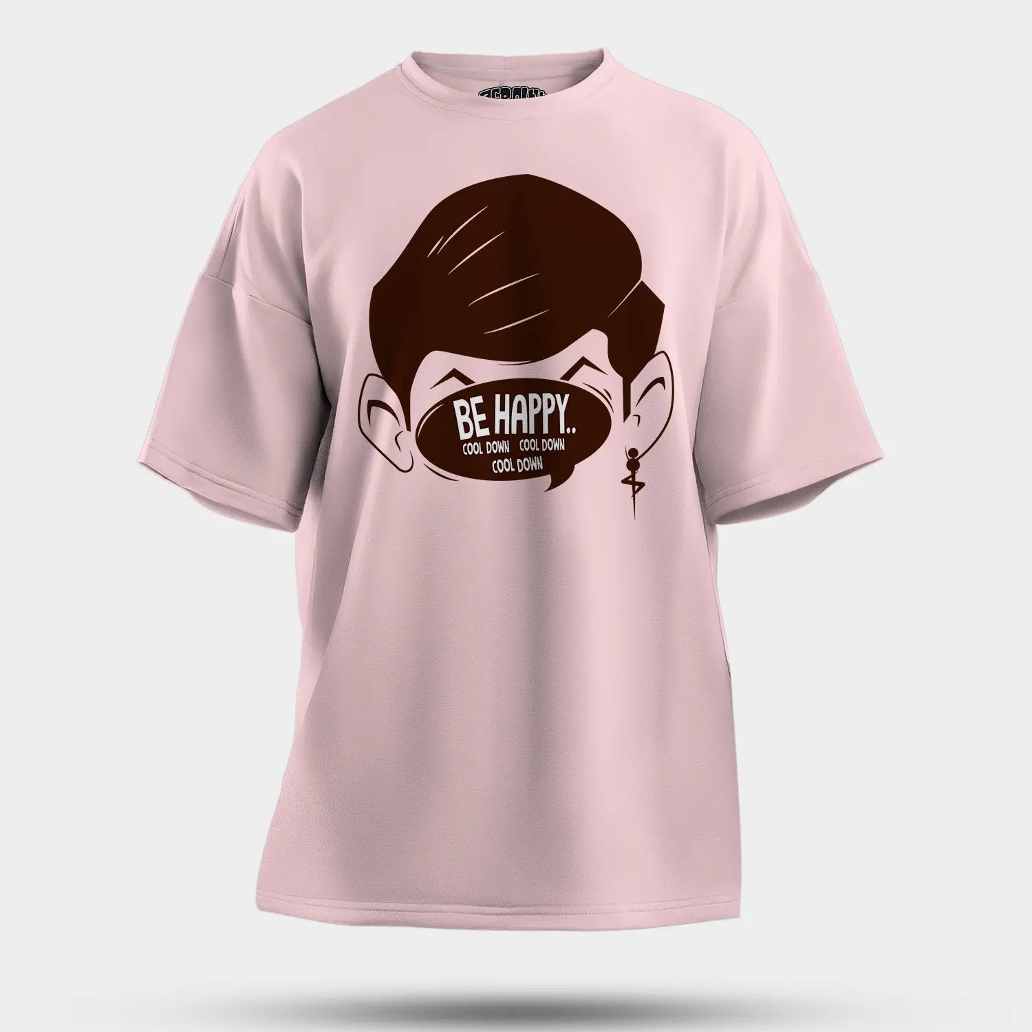 Be Happy Cool Down Cool Down Cool Down Men/Unisex Oversized T-Shirt in Light Baby Pink Color