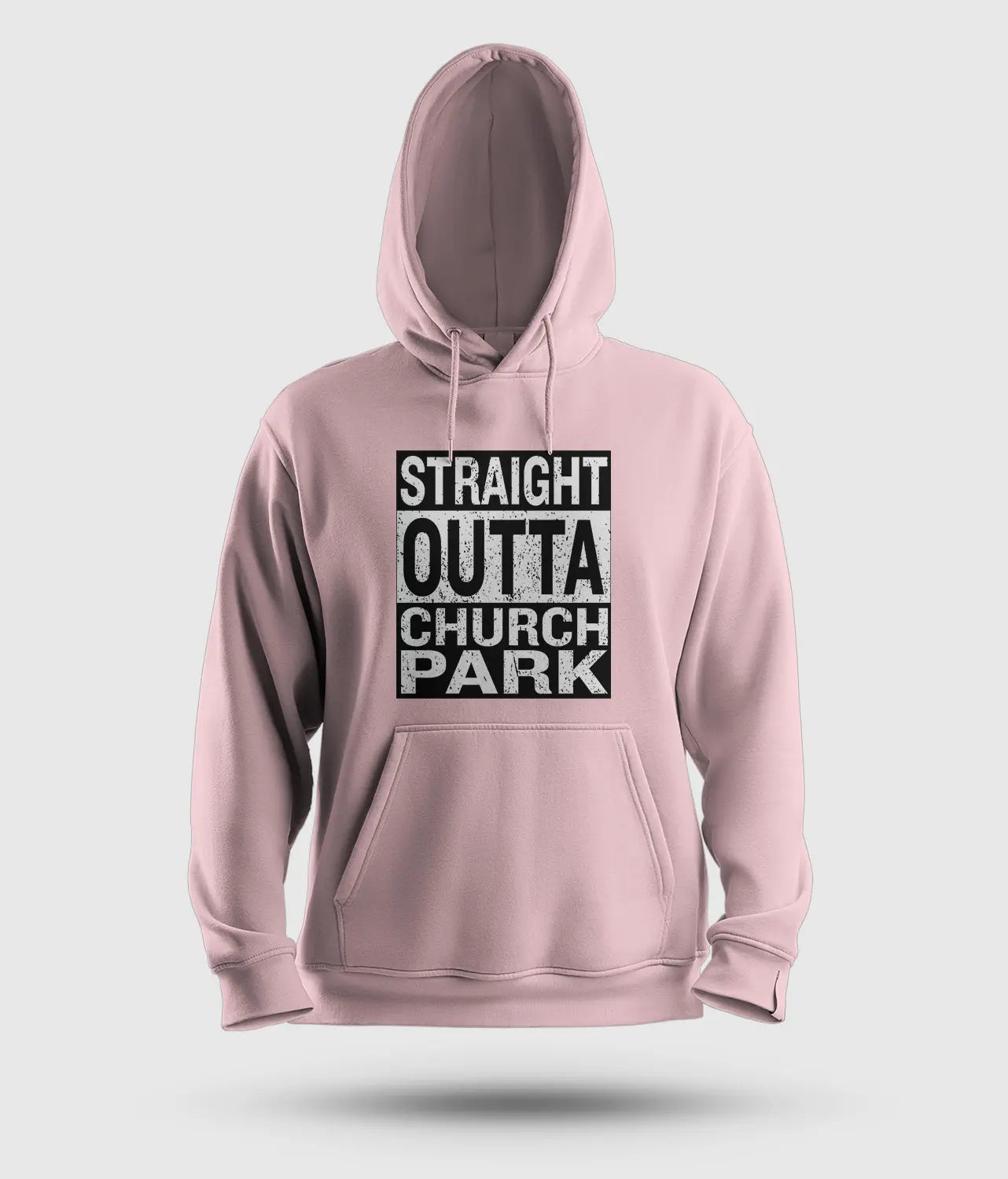 Straight Outta Church Park Men/Unisex Hoodie in Light Baby Pink Color
