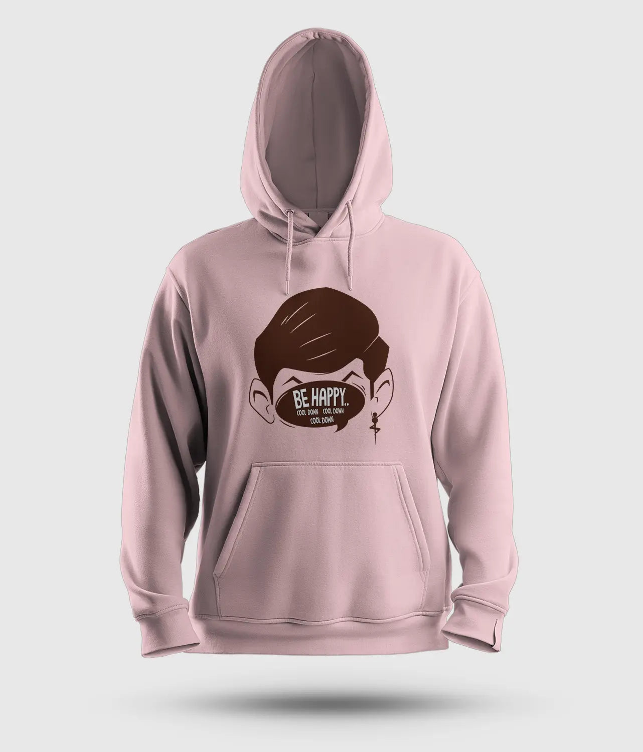 Be Happy Cool Down Cool Down Cool Down Men/Unisex Hoodie in Light Baby Pink Color