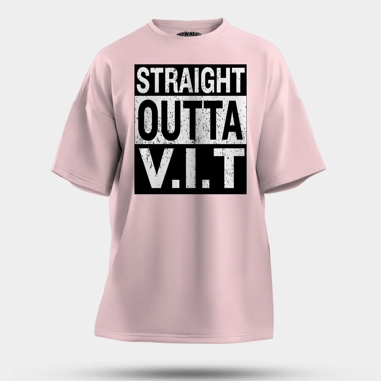 Straight Outta Vit Men/Unisex Oversized T-Shirt in Light Baby Pink Color