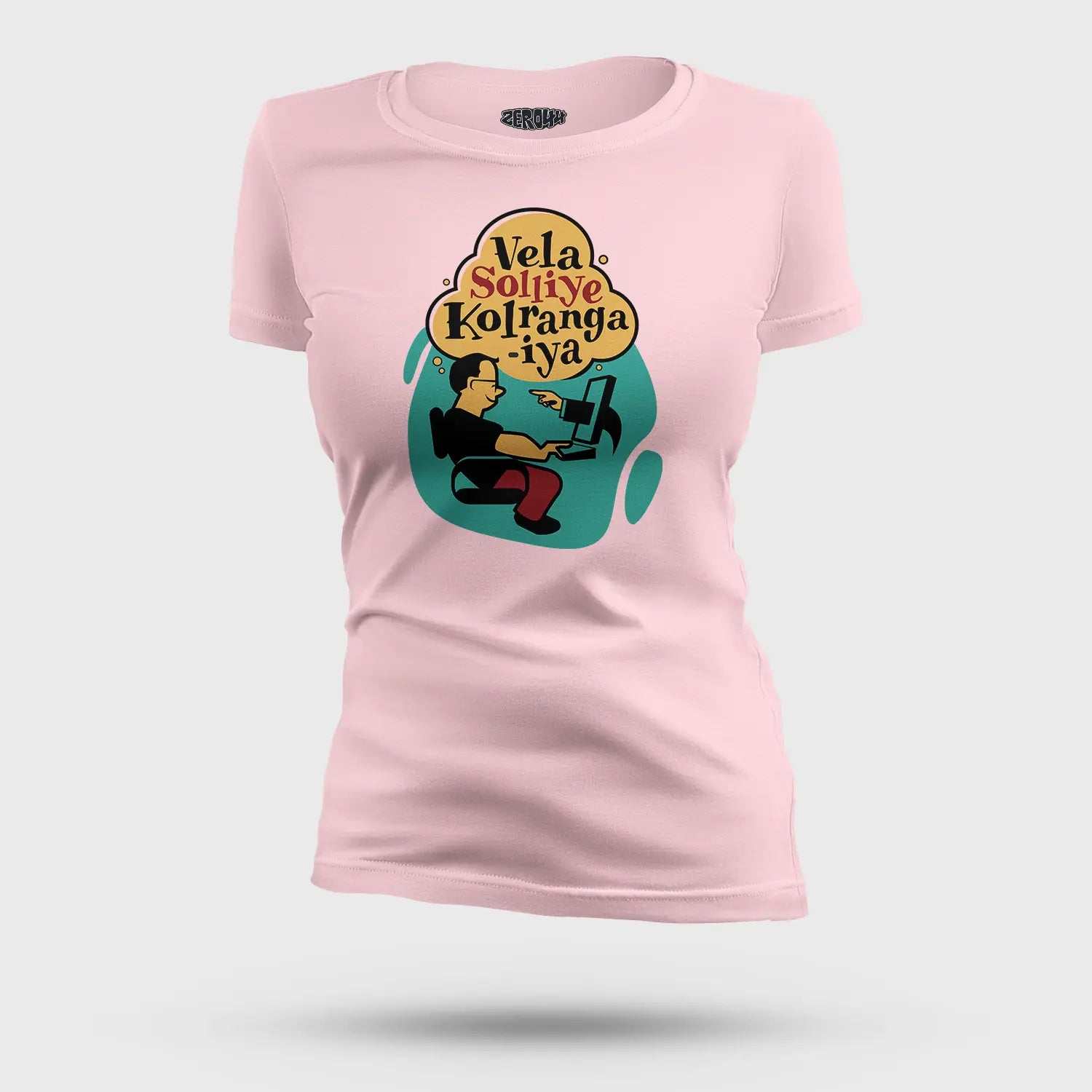 Vela Soliye Kolrangaiya Women's T-Shirt in Light Baby Pink Color