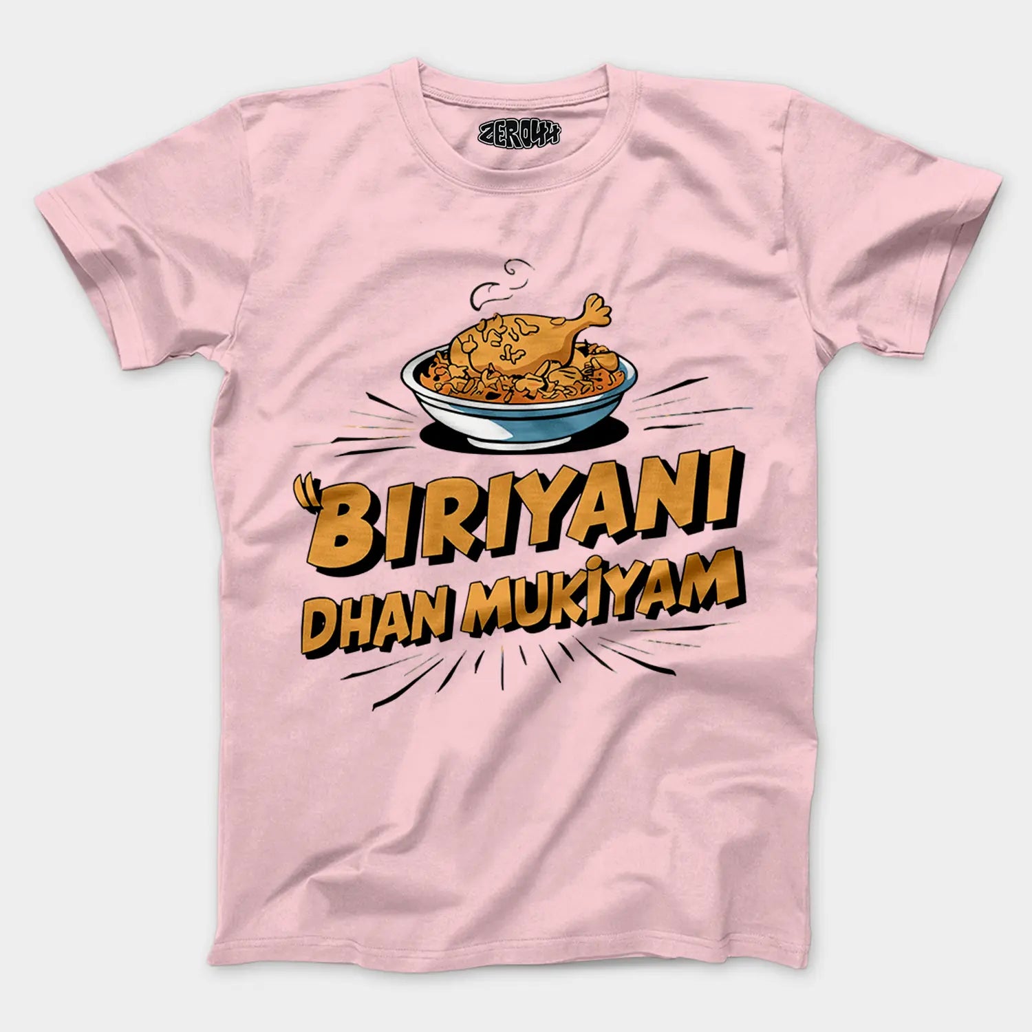 Biriyani Dhan Mukiyam Men/Unisex T-Shirt in Light Baby Pink Color