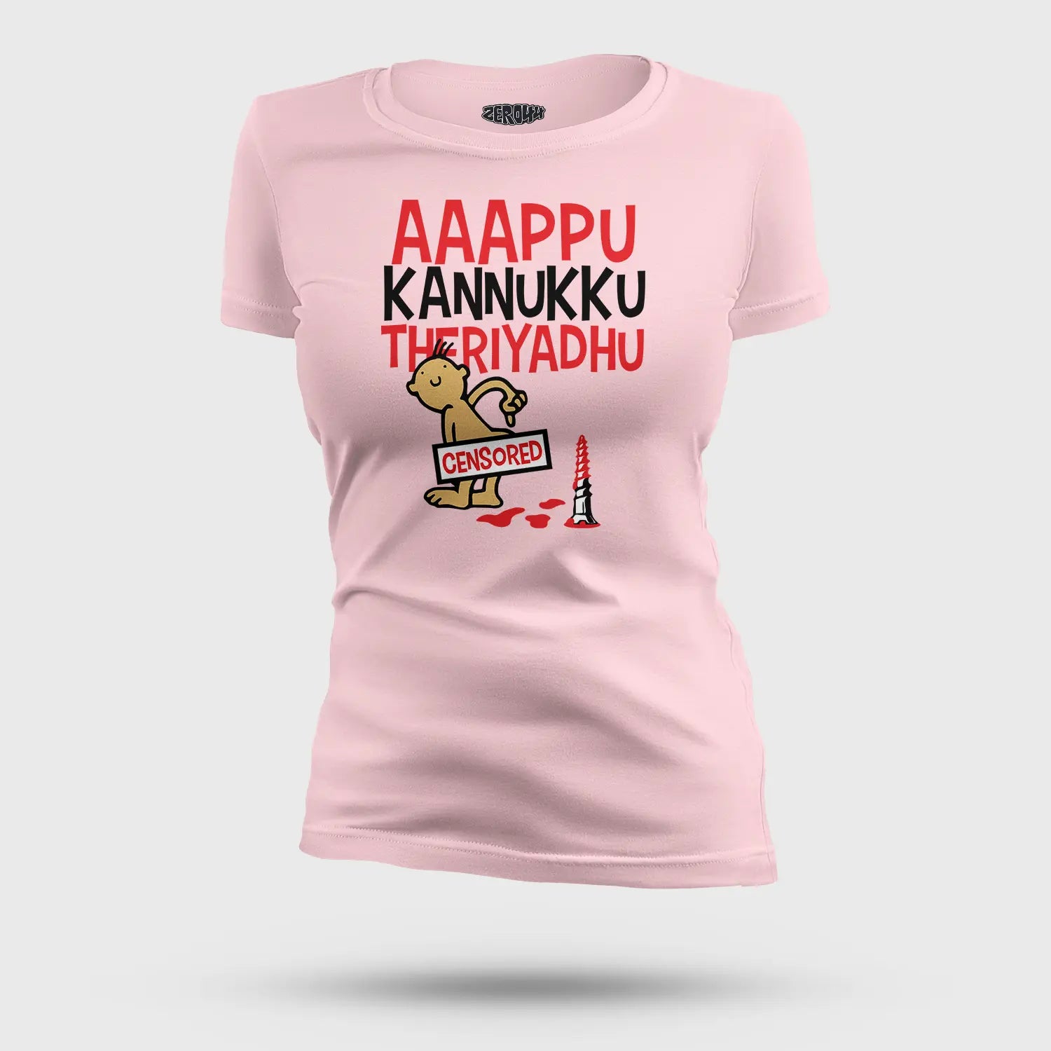 Aaappu Kannukku Theriyadhu Women's T-Shirt in Light Baby Pink Color