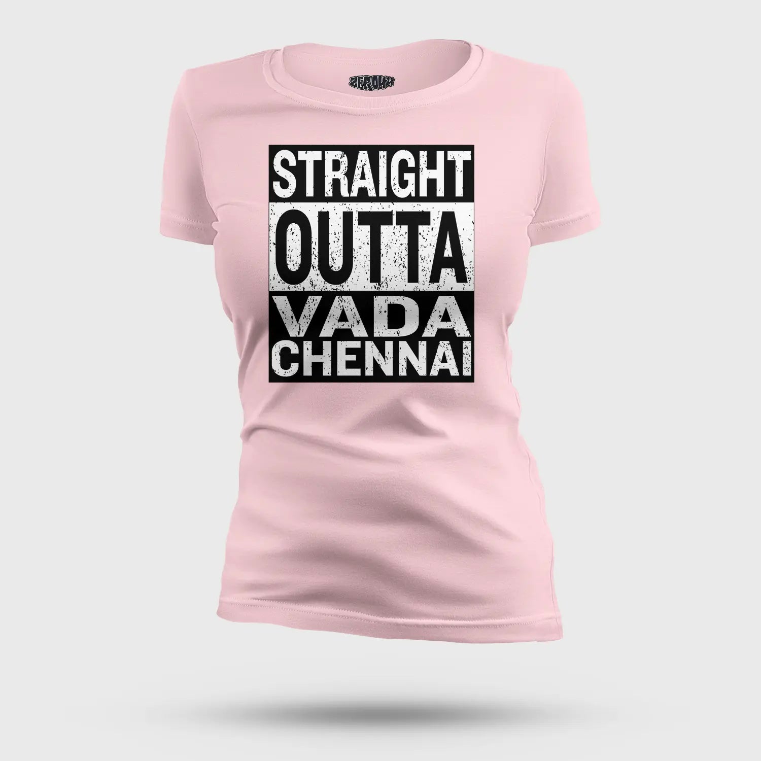 Straight Outta Vada Chennai Women's T-Shirt in Light Baby Pink Color