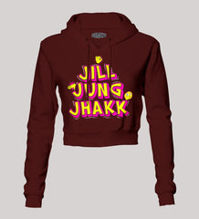 Jill Jung Jhakk Women's Crop Hoodies in Maroon Color
