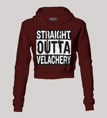 Straight Outta Velachery Women's Crop Hoodies in Maroon Color