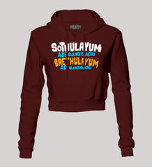 Sothulayum Adi Vaangiyaachu Saethulayum Adi Vaangiyaachu Women's Crop Hoodies in Maroon Color