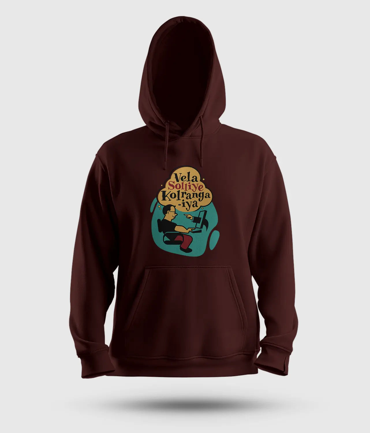Vela Soliye Kolrangaiya Men/Unisex Hoodie in Maroon Color