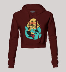 Vela Soliye Kolrangaiya Women's Crop Hoodies in Maroon Color