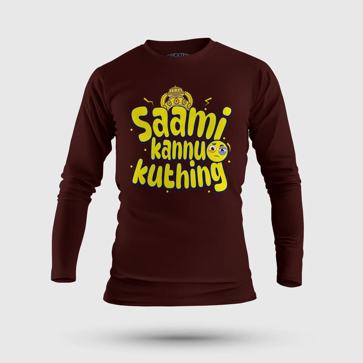 Saami Kannu Kuthing Men/Unisex Long Sleeve T-Shirt in Maroon Color
