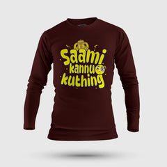 Saami Kannu Kuthing Men/Unisex Long Sleeve T-Shirt in Maroon Color