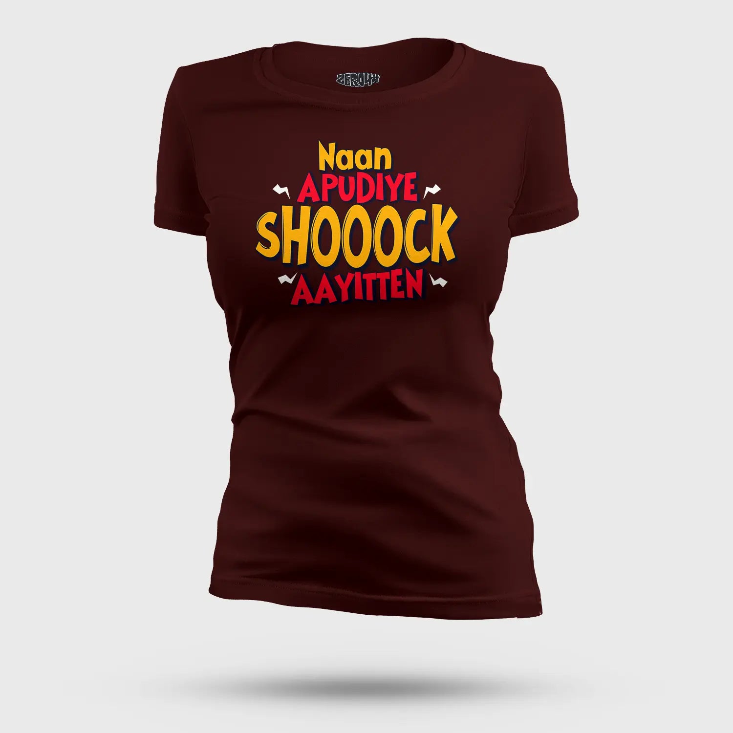 Naan Apudiye Shoooock Aayitten Women's T-Shirt in Maroon Color