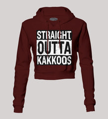 Straight Outta Kakkoos Women's Crop Hoodies in Maroon Color