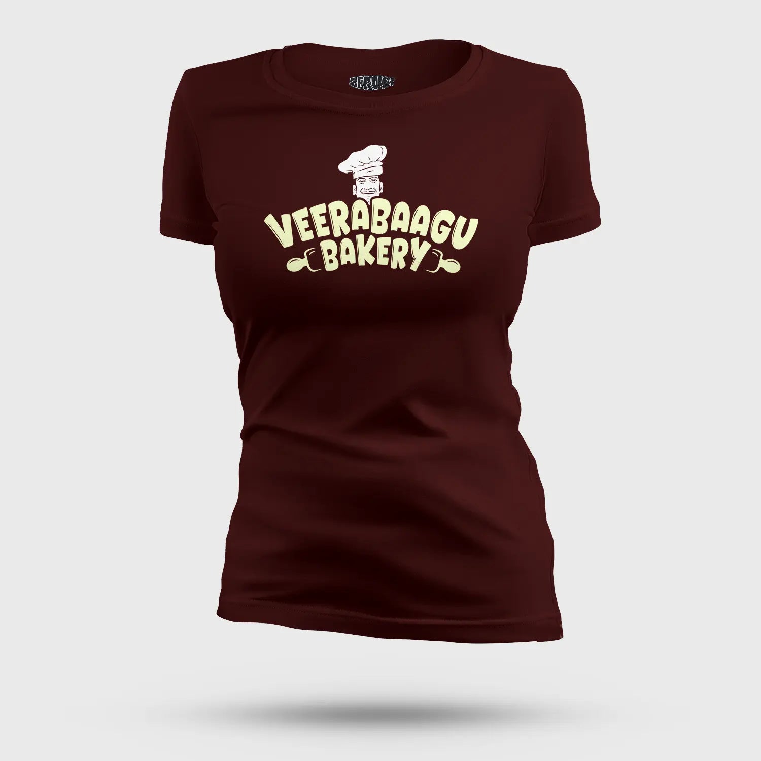 Veerabaagu Bakery Women's T-Shirt in Maroon Color