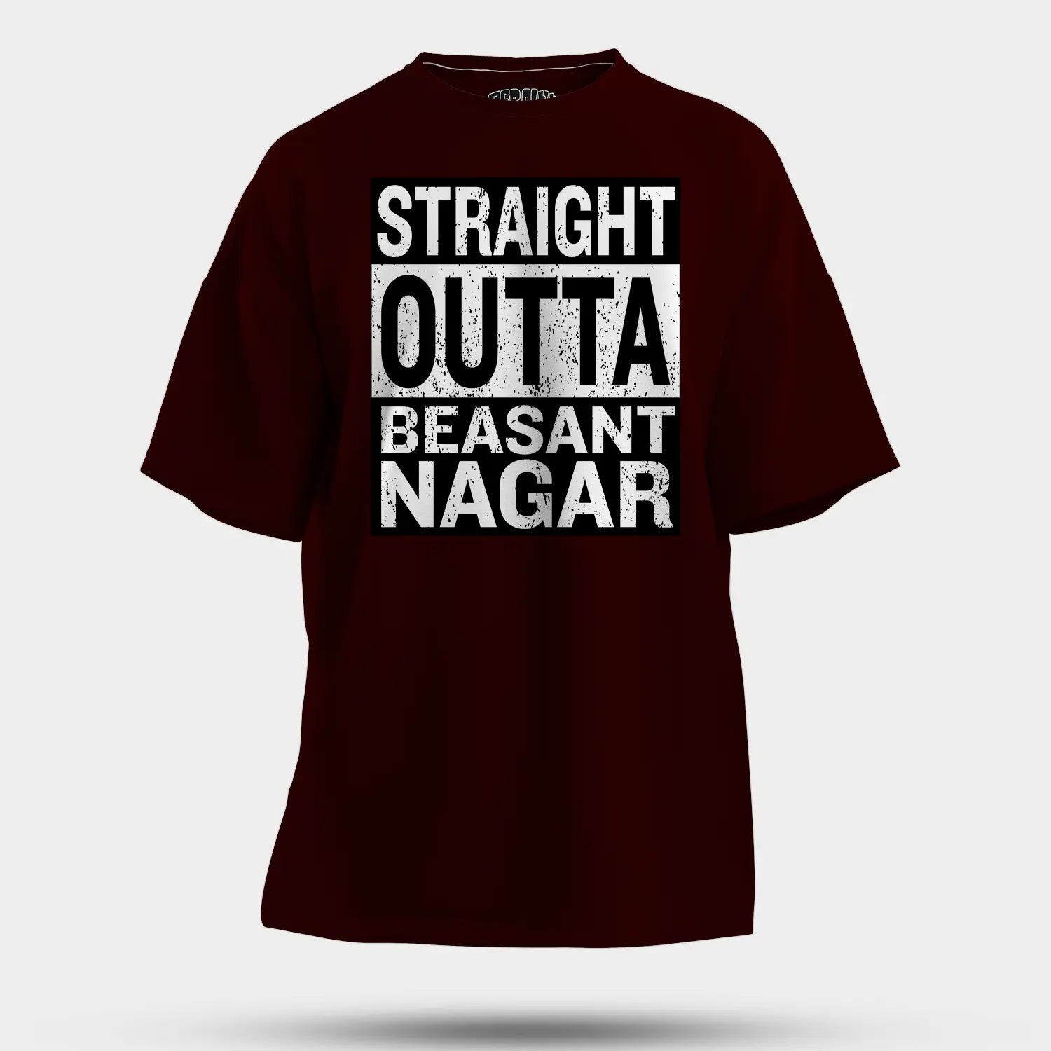 Straight Outta Beasant Nagar Men/Unisex Oversized T-Shirt in Maroon Color