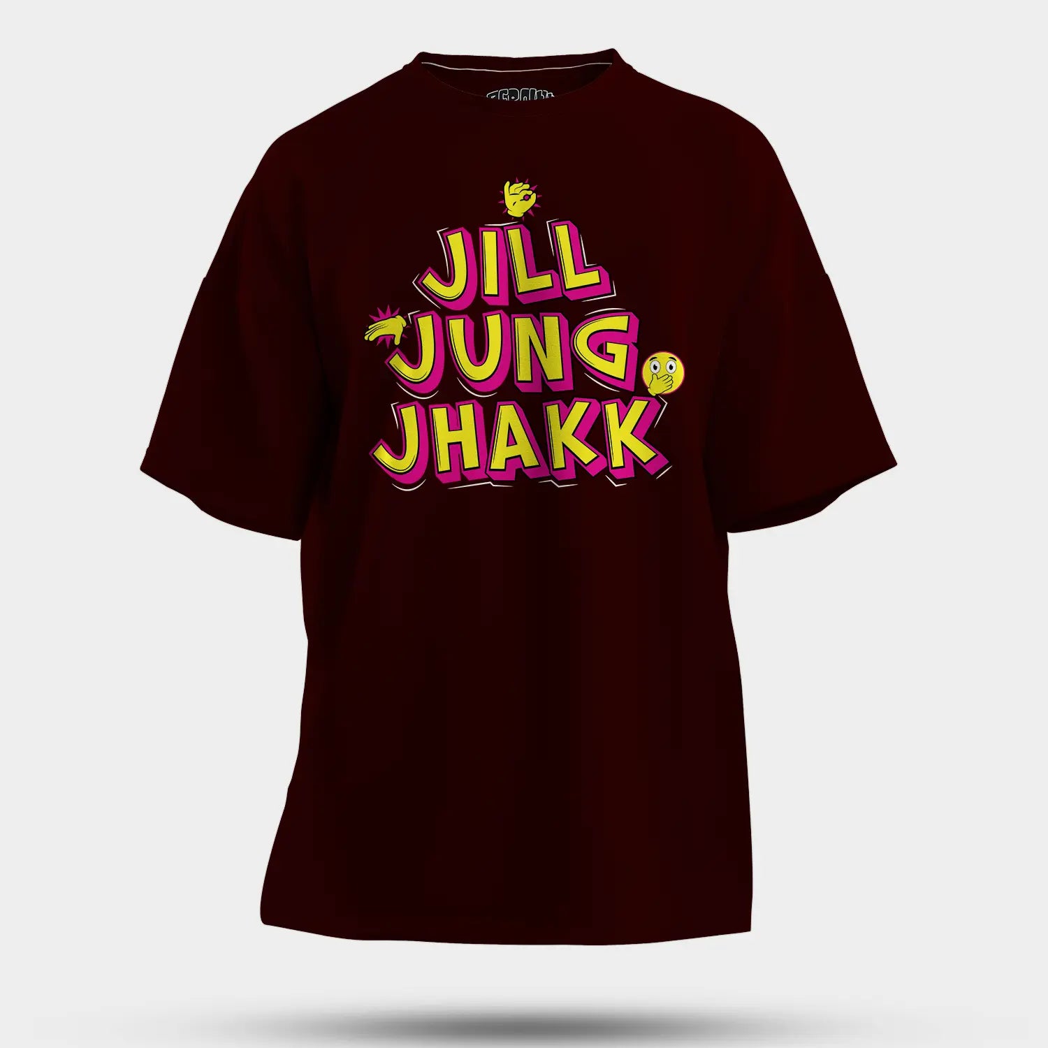 Jill Jung Jhakk Men/Unisex Oversized T-Shirt in Maroon Color