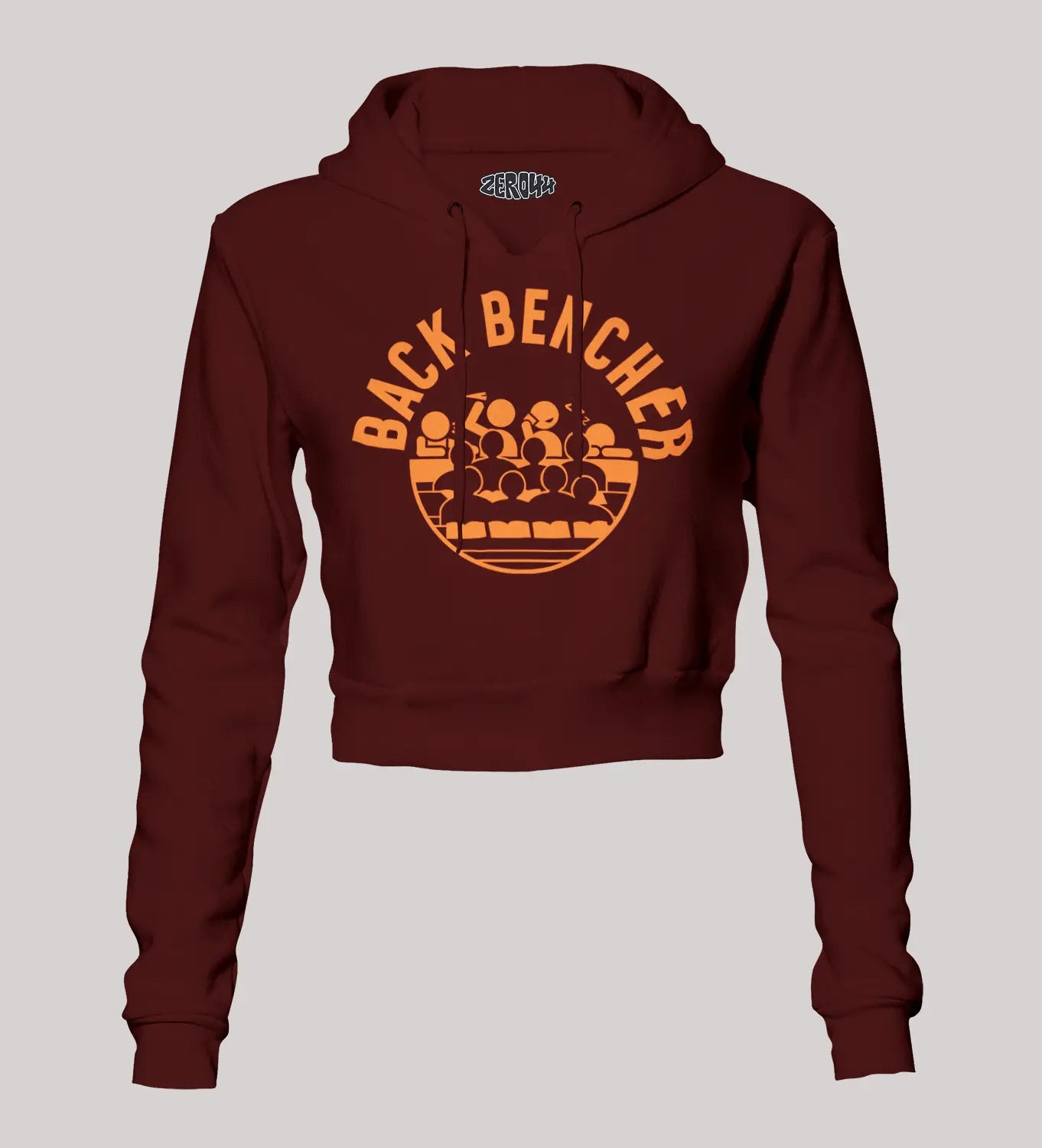 Back Bencher Women's Crop Hoodies in Maroon Color