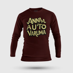 Anna Auto Varuma Men/Unisex Long Sleeve T-Shirt in Maroon Color