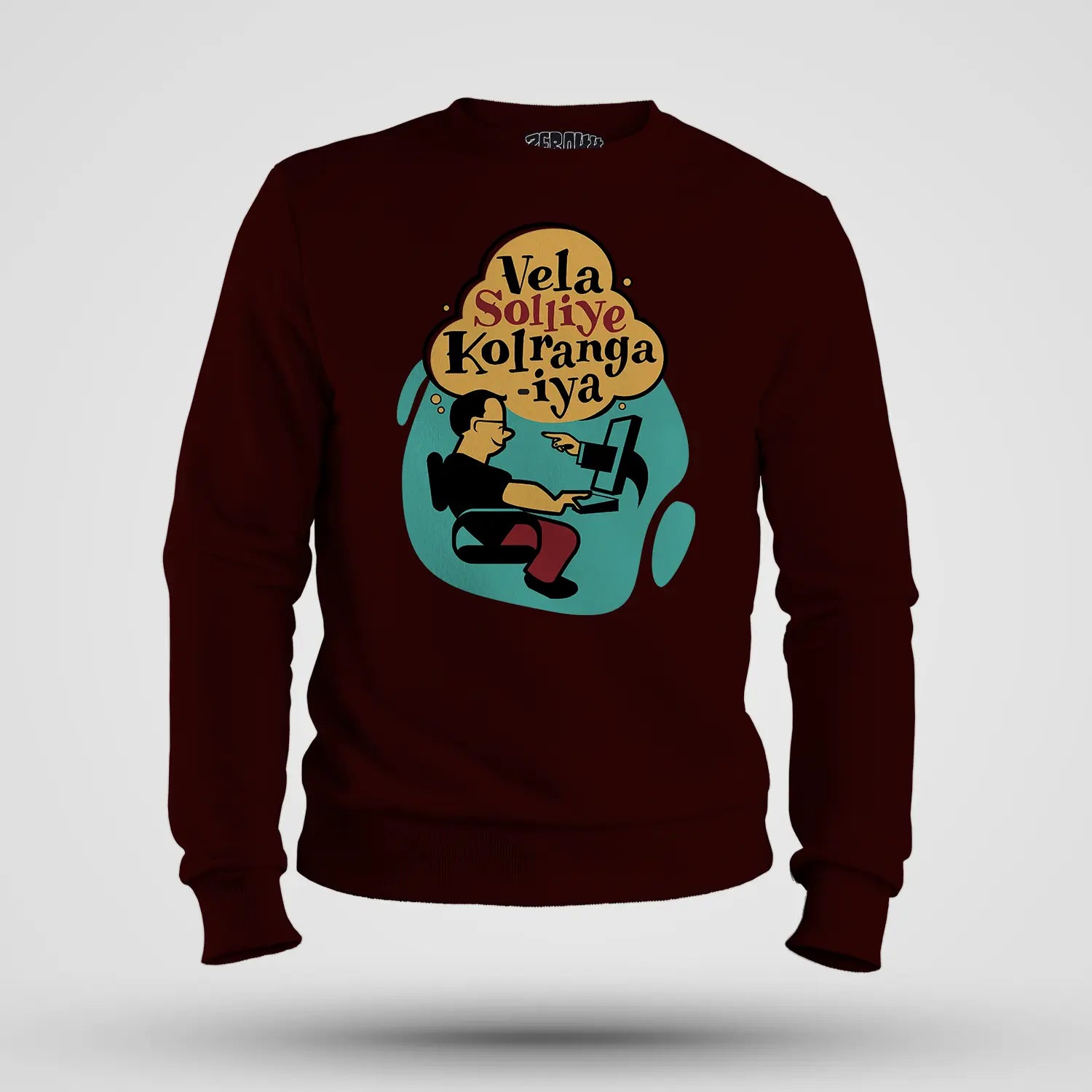 Vela Soliye Kolrangaiya Men/Unisex Sweatshirt in Maroon Color