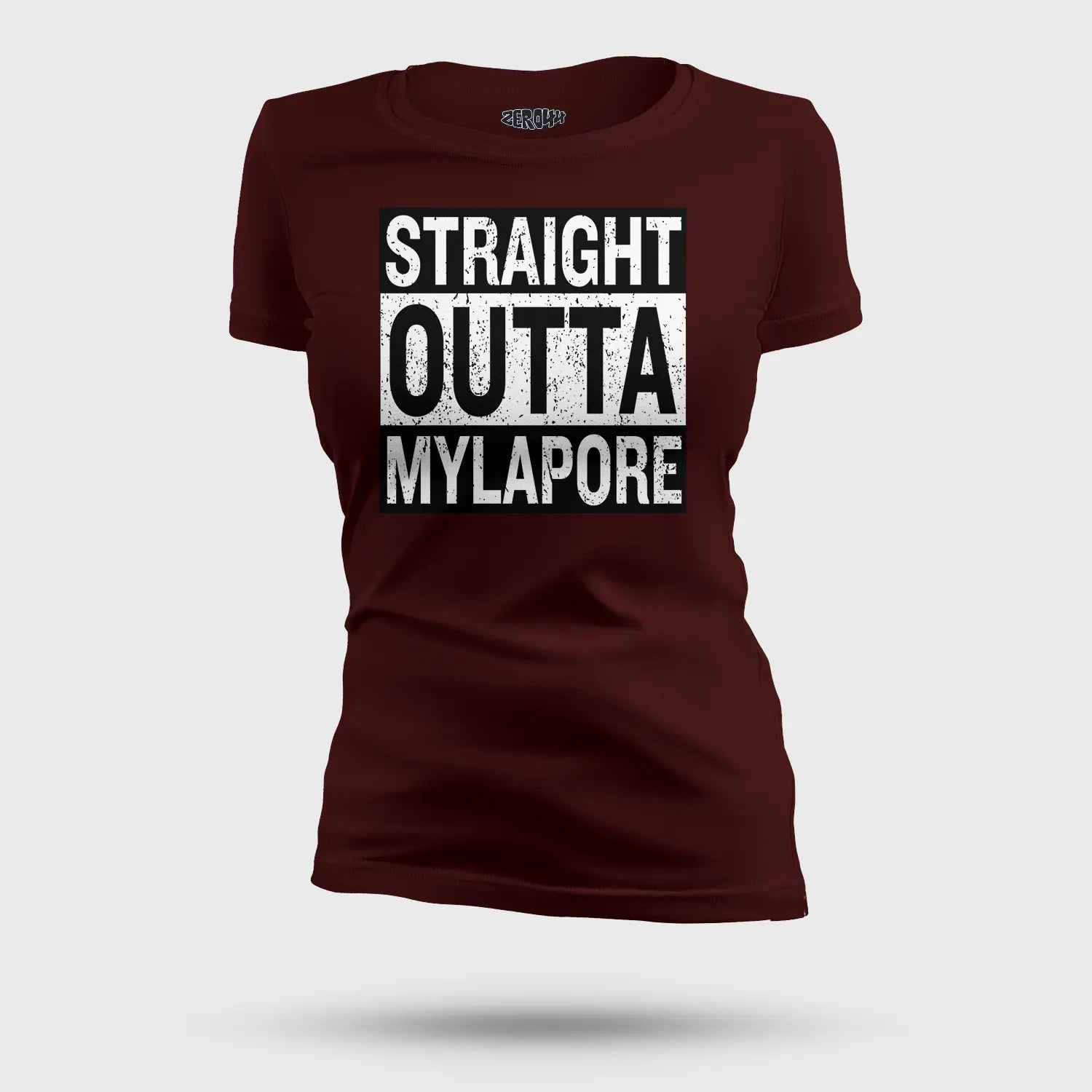 Straight Outta Mylapore Women's T-Shirt in Maroon Color