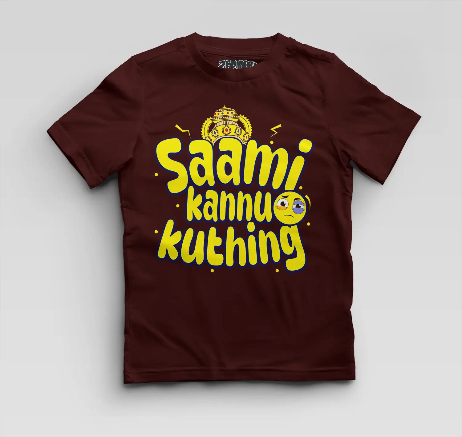Saami Kannu Kuthing Boys Round Neck T-Shirt in Maroon Color