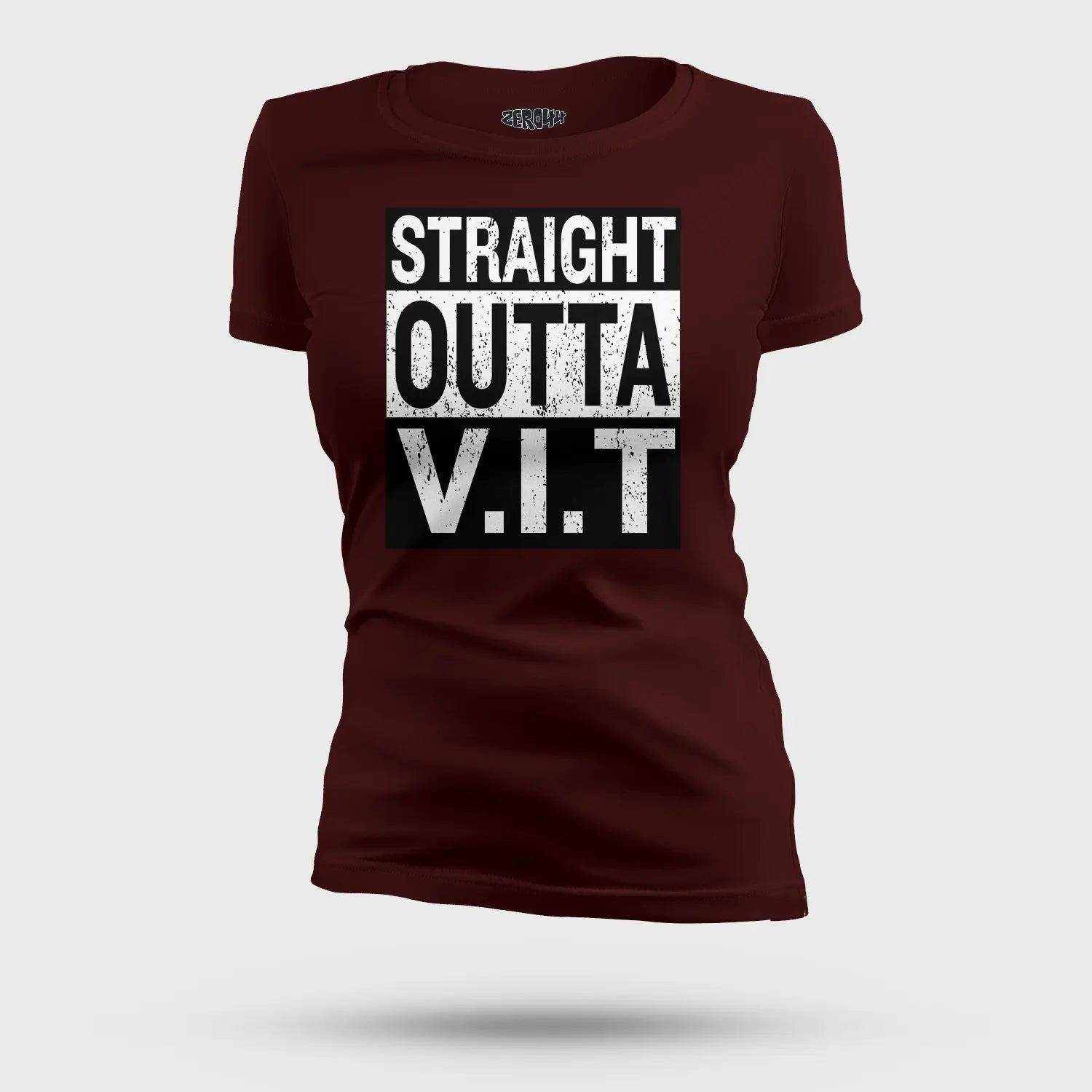 Straight Outta Vit Women's T-Shirt in Maroon Color