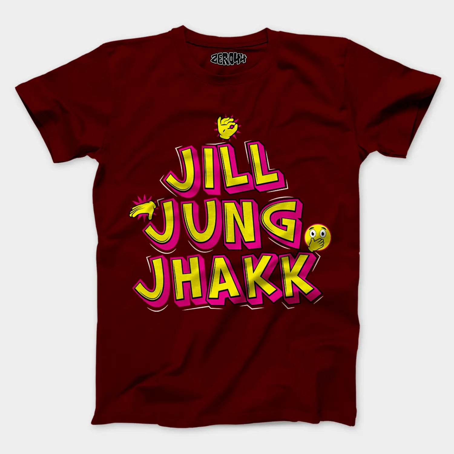 Jill Jung Jhakk Men/Unisex T-Shirt in Maroon Color