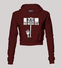 Dubai Kuruku Sandhu Women's Crop Hoodies in Maroon Color