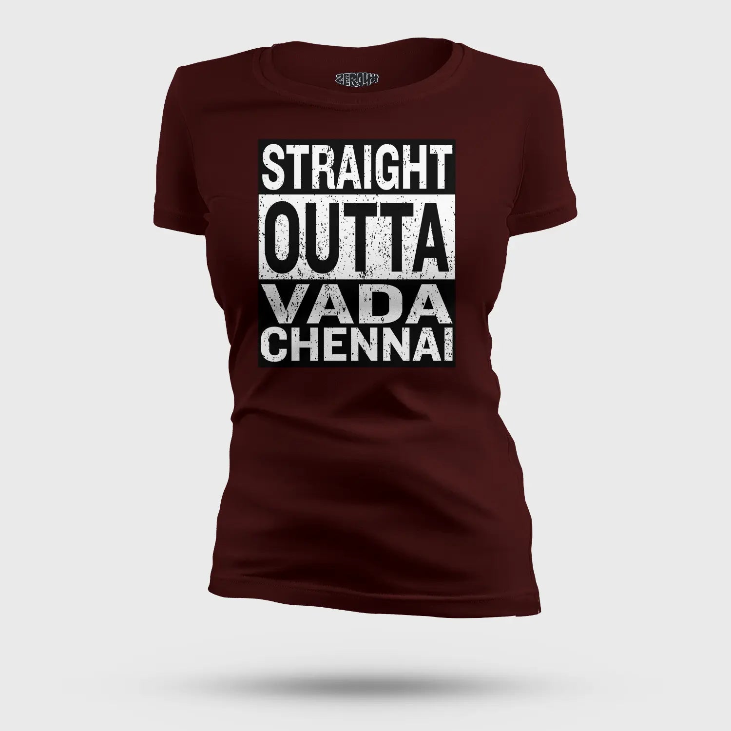 Straight Outta Vada Chennai Women's T-Shirt in Maroon Color