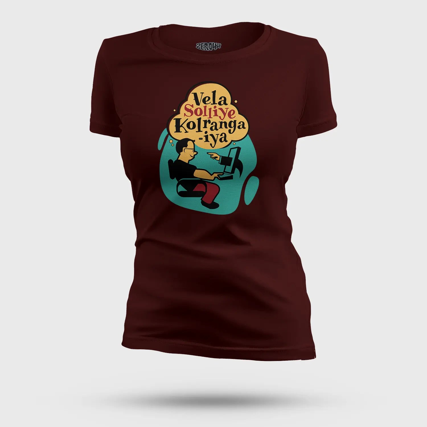Vela Soliye Kolrangaiya Women's T-Shirt in Maroon Color