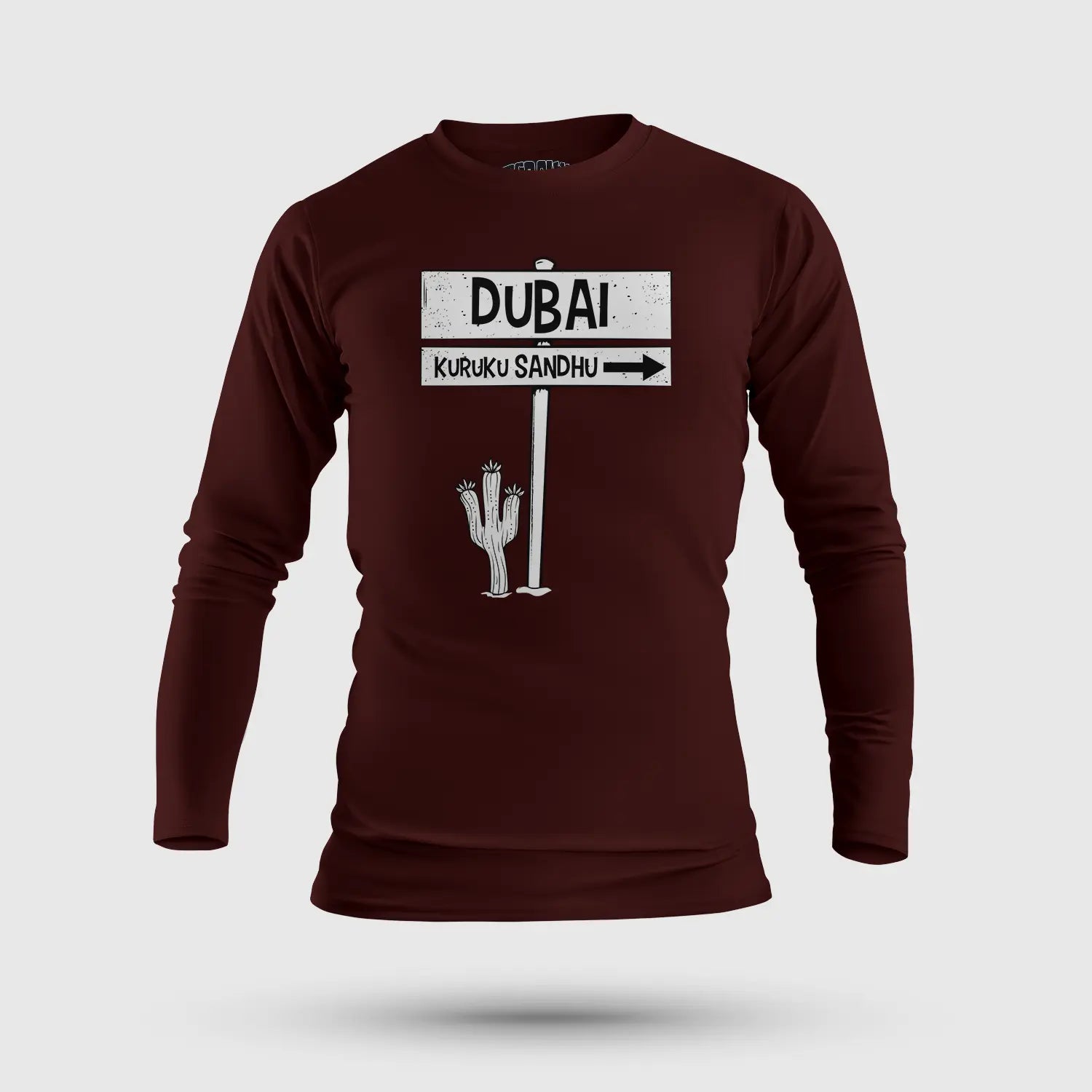 Dubai Kuruku Sandhu Men/Unisex Long Sleeve T-Shirt in Maroon Color