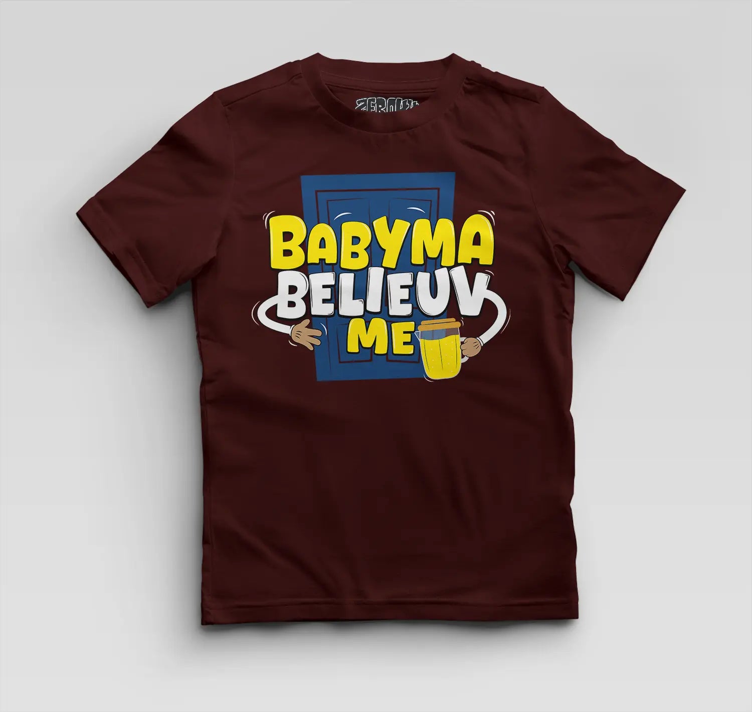 Babyma Belieuv Me Boys Round Neck T-Shirt in Maroon Color