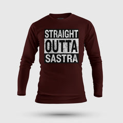 Straight Outta Sastra Men/Unisex Long Sleeve T-Shirt in Maroon Color