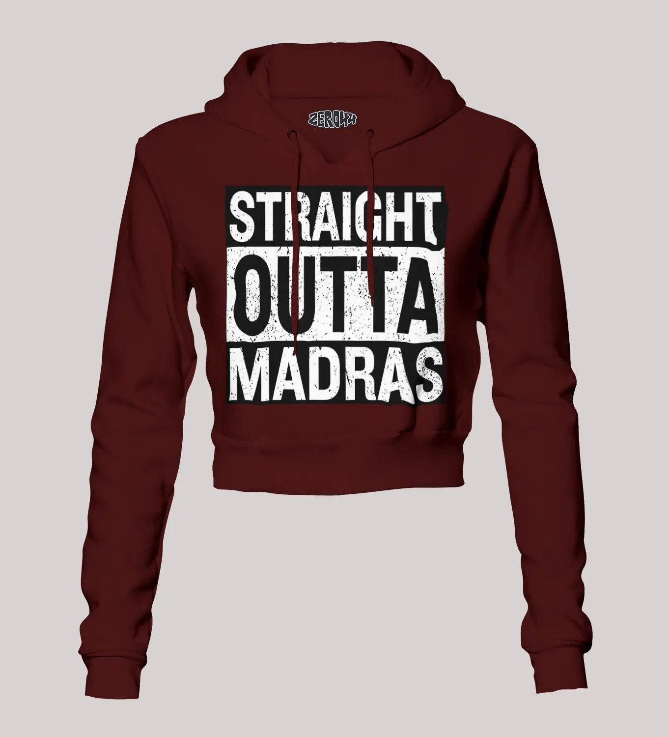 Straight Outta Madras Women's Crop Hoodies in Maroon Color