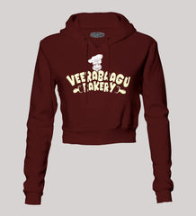 Veerabaagu Bakery Women's Crop Hoodies in Maroon Color