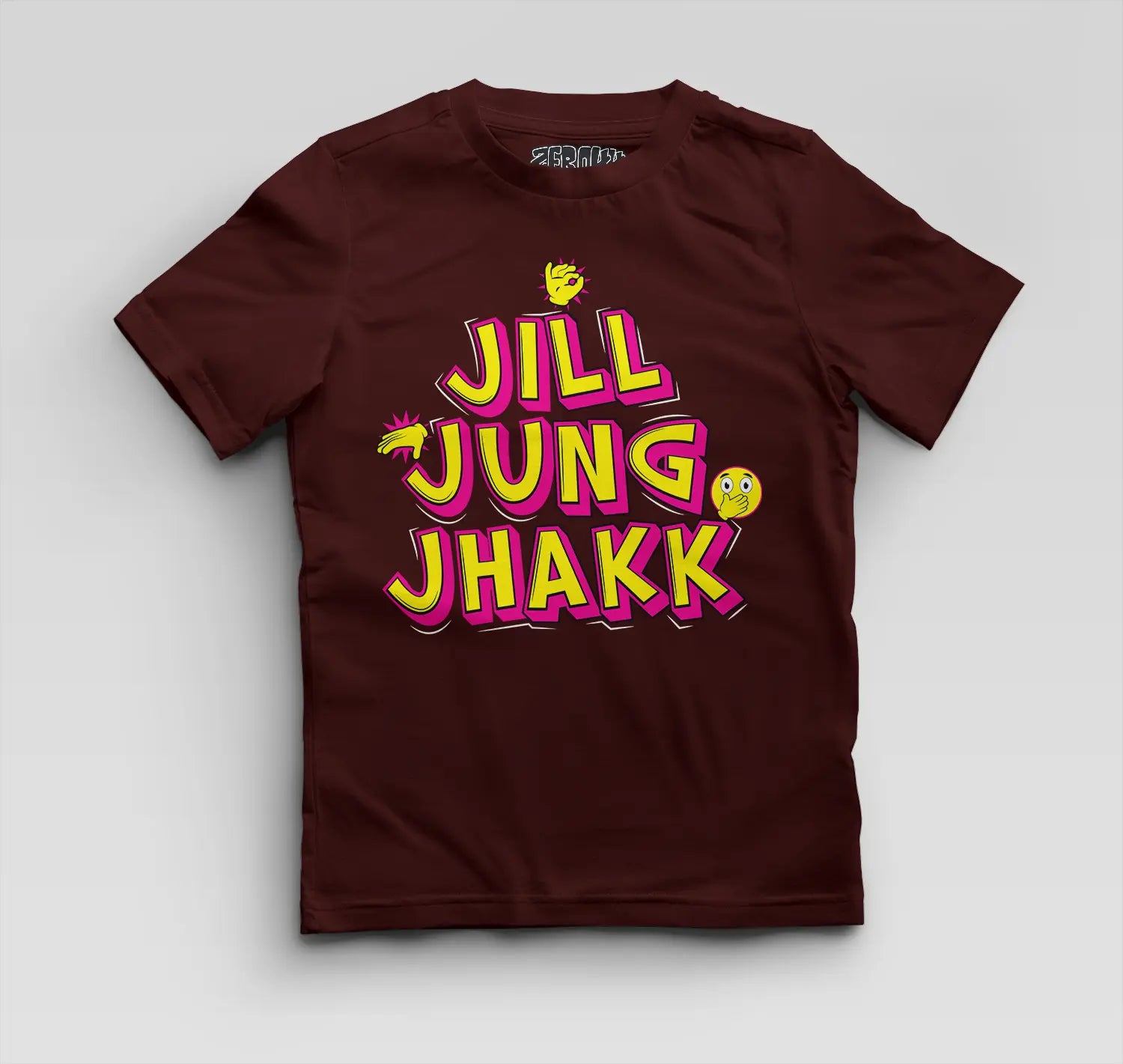 Jill Jung Jhakk Boys Round Neck T-Shirt in Maroon Color