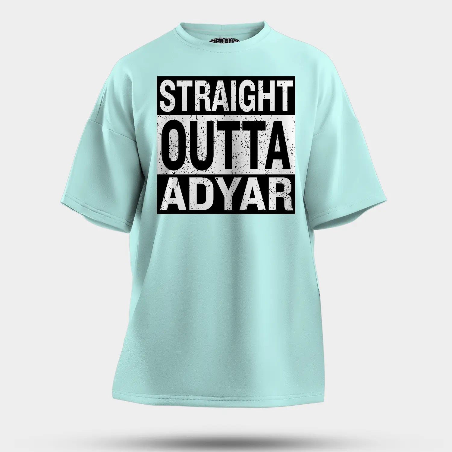 Straight Outta Adyar Men/Unisex Oversized T-Shirt in Mint Color