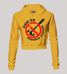 Aaniye Pudunga Venaam Women's Crop Hoodies in Mustard Yellow Color