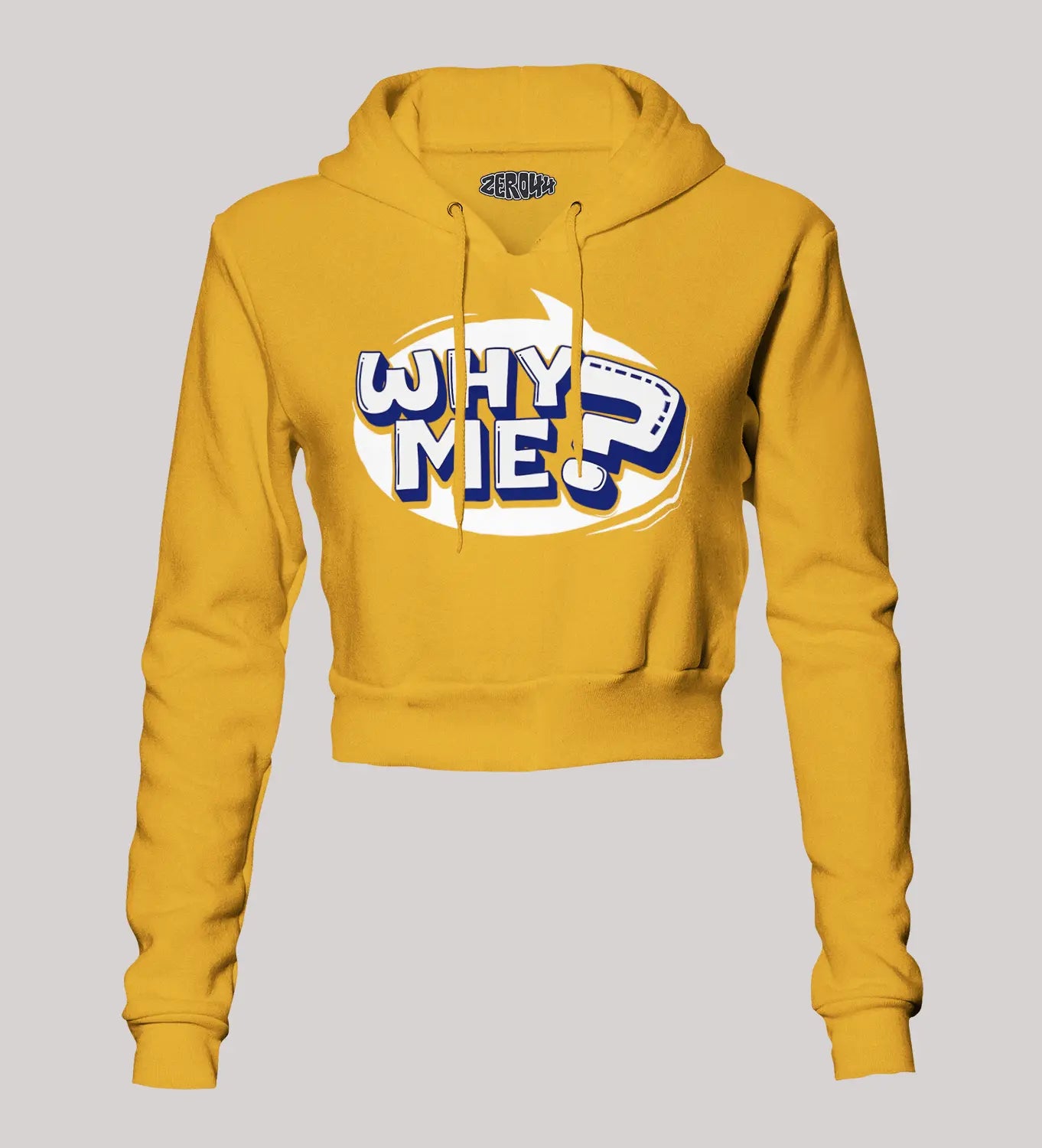 Why Me? Women's Crop Hoodies in Mustard Yellow Color
