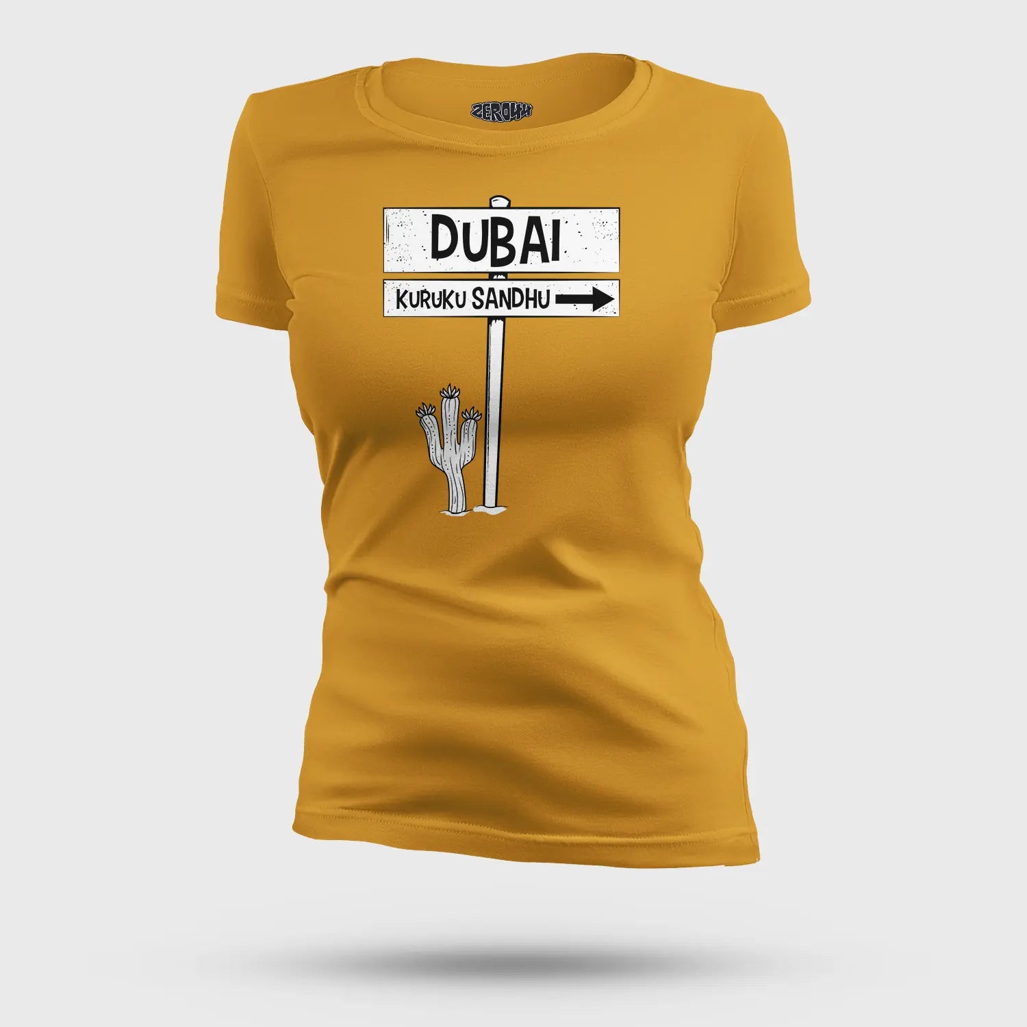 Dubai Kuruku Sandhu Women's T-Shirt in Mustard Yellow Color