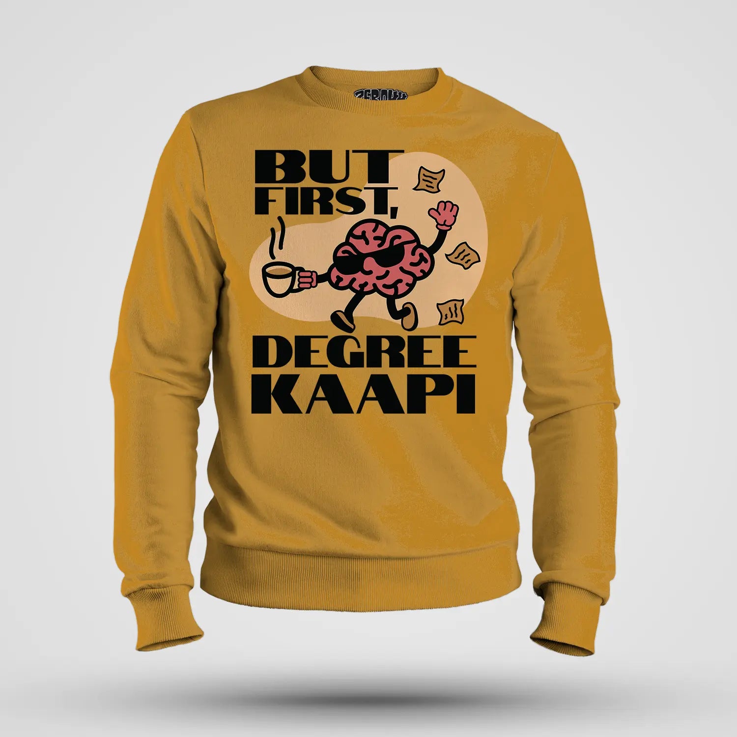 But First Degree Kaapi Men/Unisex Sweatshirt in Mustard Yellow Color