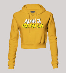 Ading Goiyala Women's Crop Hoodies in Mustard Yellow Color