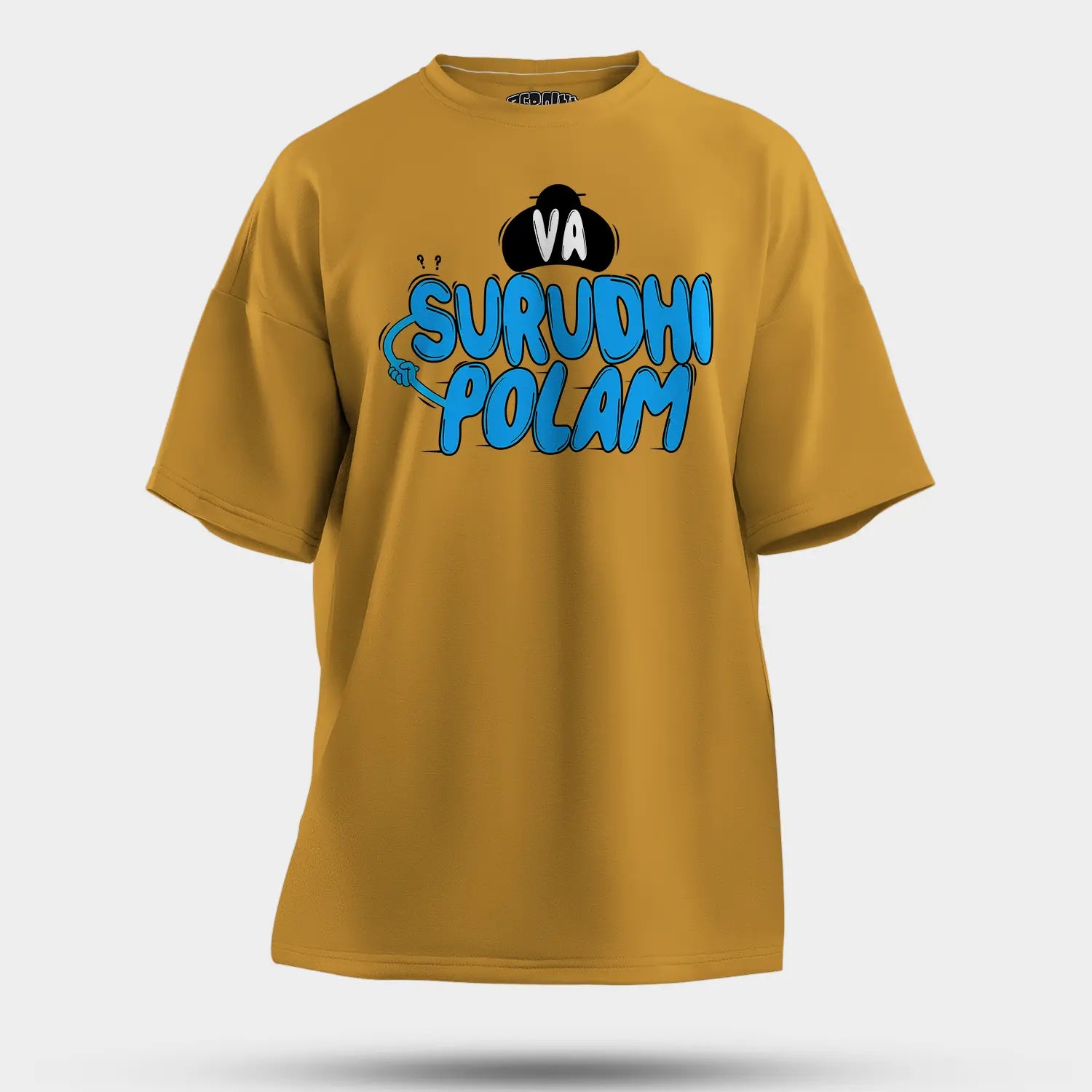 Va Surudhi Polam Men/Unisex Oversized T-Shirt in Mustard Yellow Color