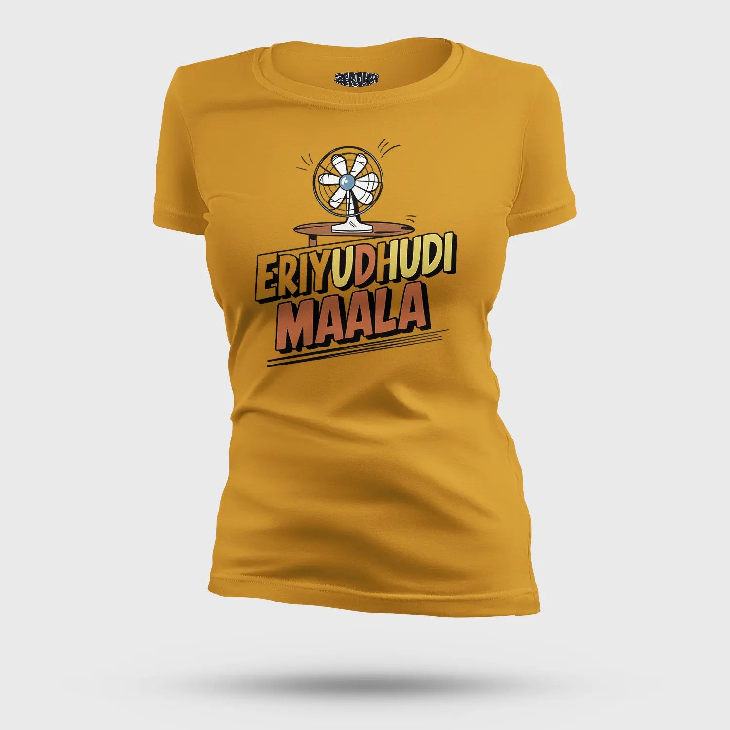 Eriyudhudi Maala Women's T-Shirt in Mustard Yellow Color