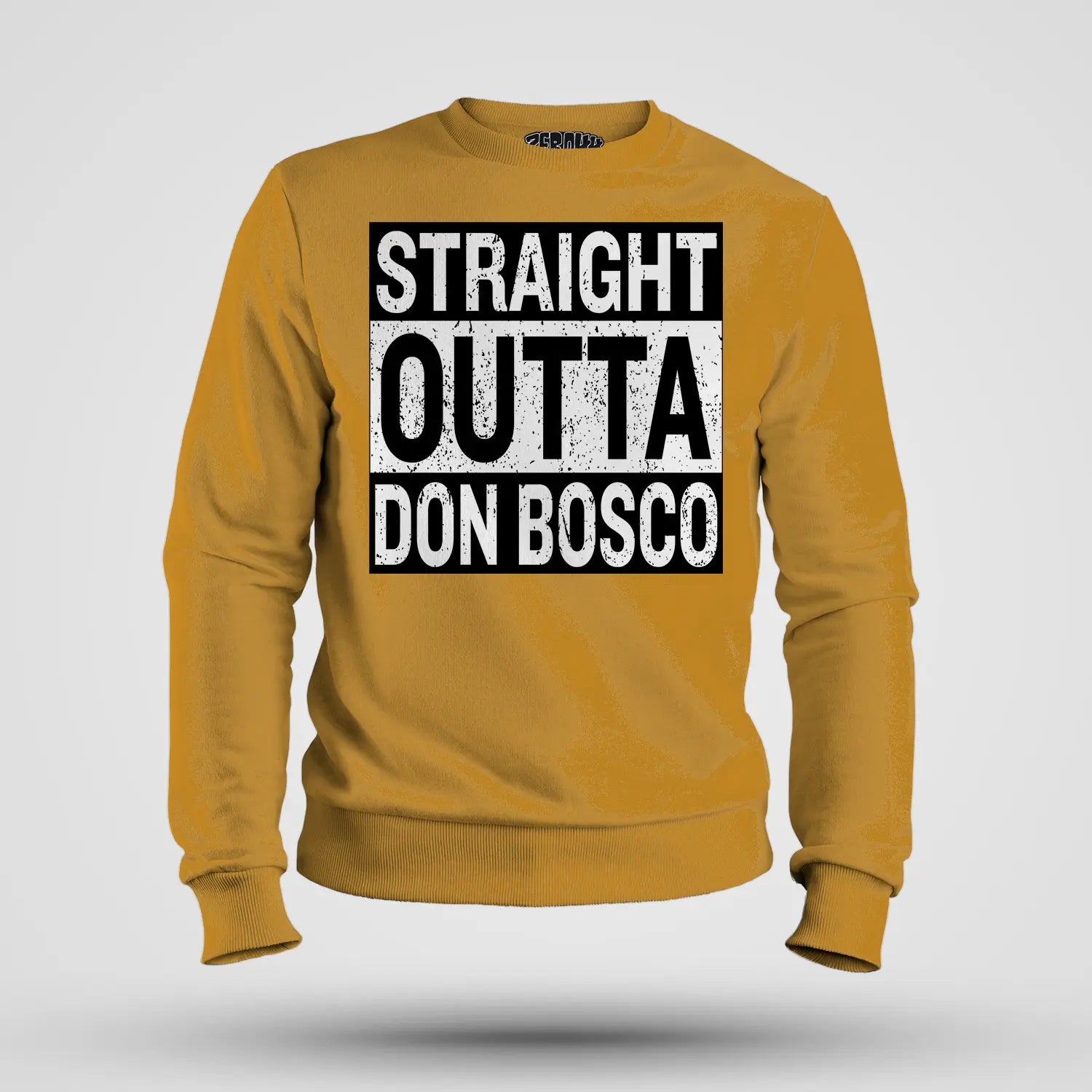 Straight Outta Don Bosco Men/Unisex Sweatshirt in Mustard Yellow Color