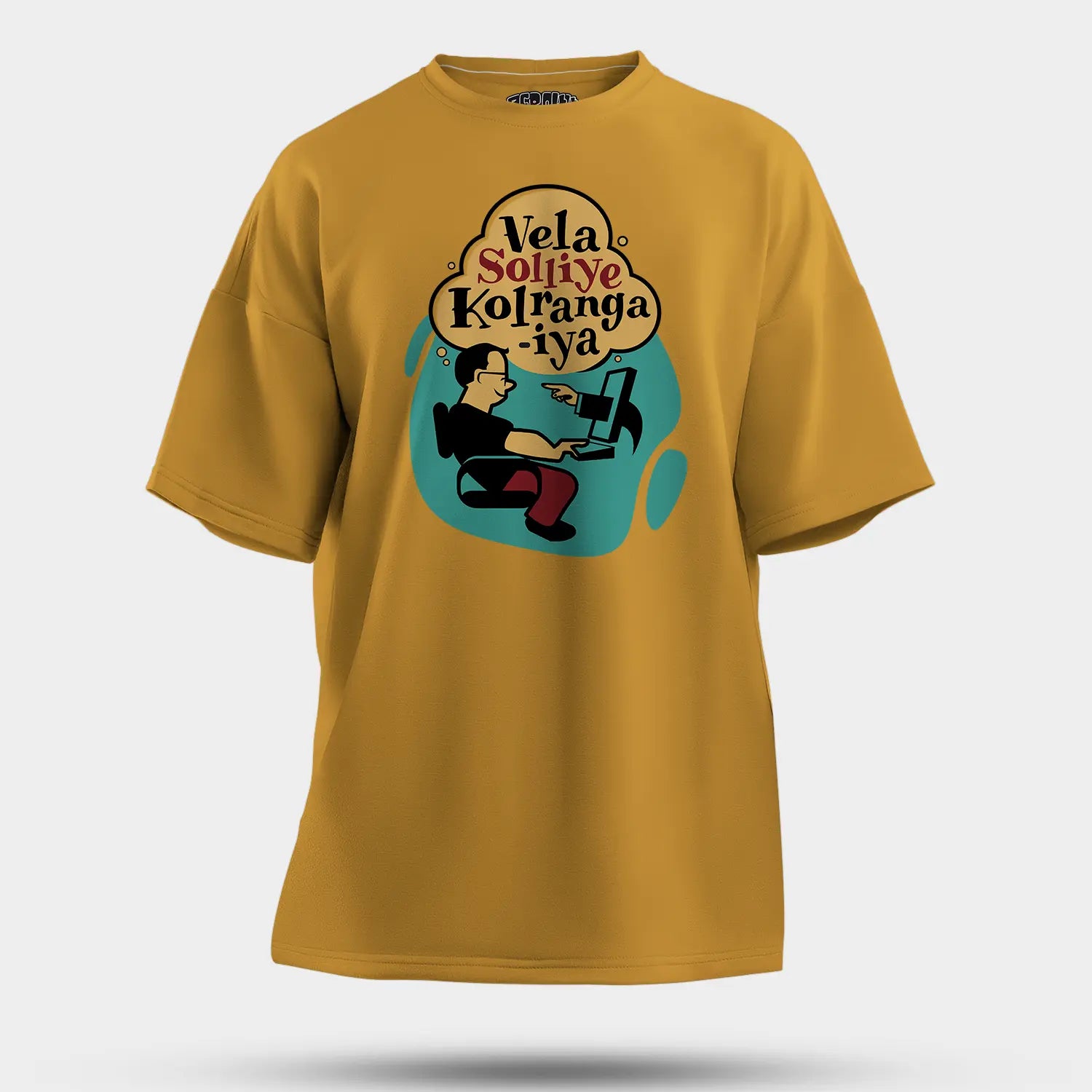 Vela Soliye Kolrangaiya Men/Unisex Oversized T-Shirt in Mustard Yellow Color