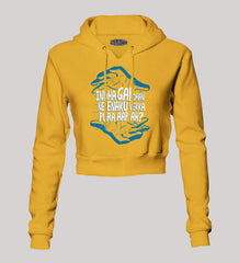 Indha Gap Dhan Ne Enaku Vekka Pora Aap Ah? Women's Crop Hoodies in Mustard Yellow Color