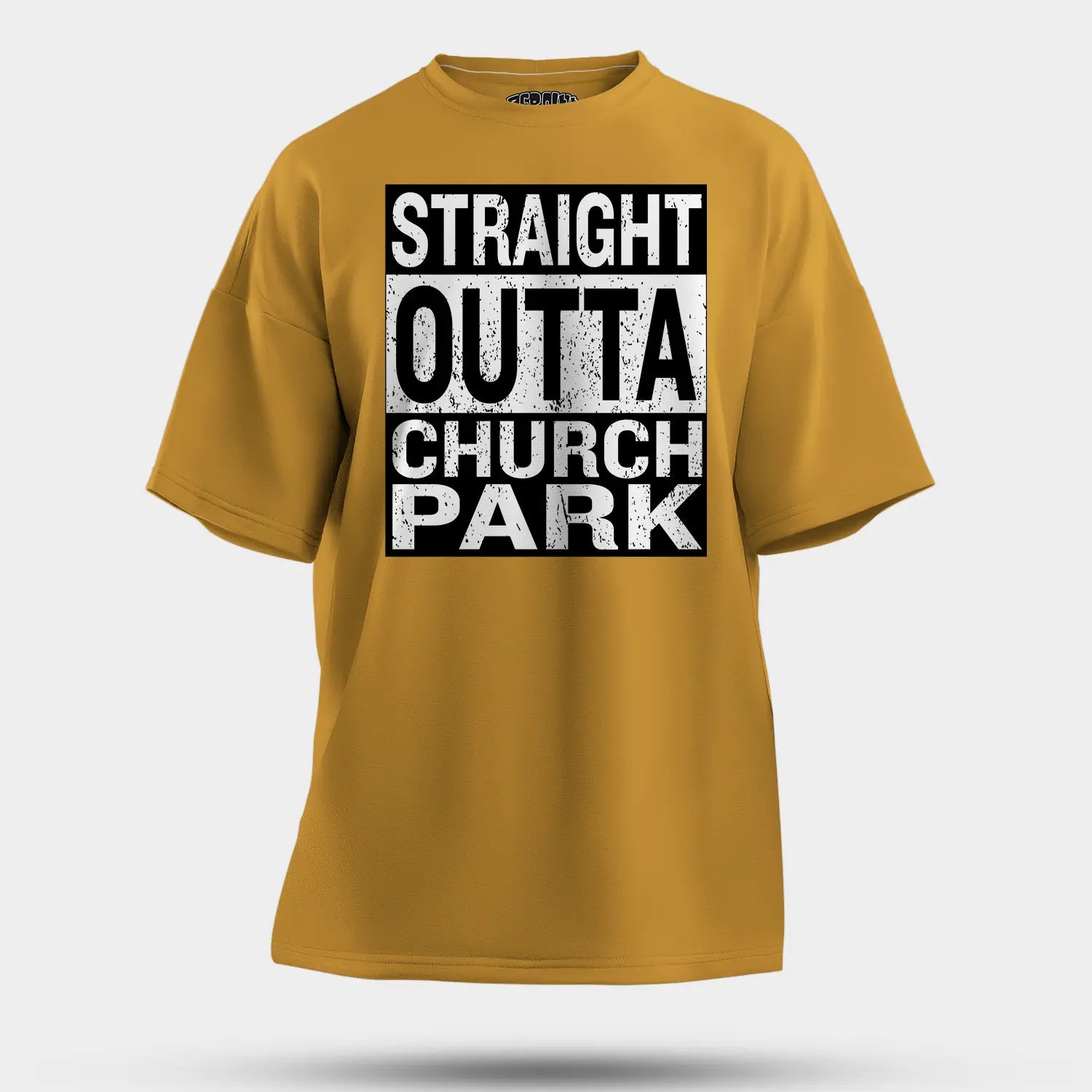 Straight Outta Church Park Men/Unisex Oversized T-Shirt in Mustard Yellow Color